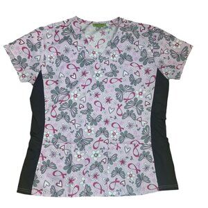 Women’s Pink Breast Cancer Awareness Scrub Top Size M